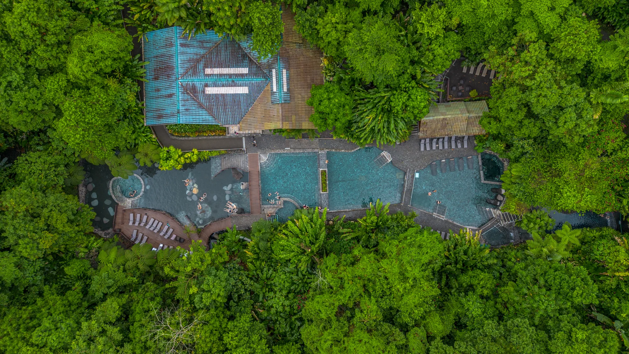 The pools, built into the forest